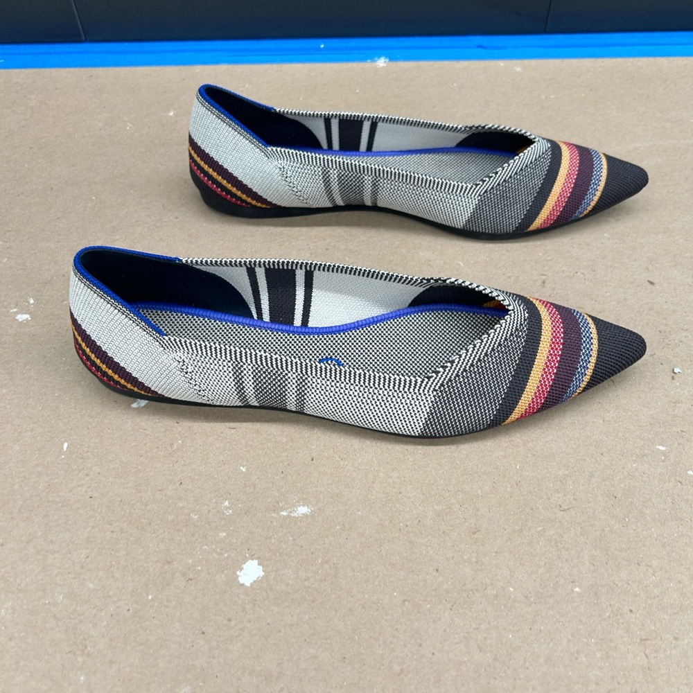 Rothy's Women's Flats - Black, Gray, and Multicolor Stripes - Picture 2 of 5
